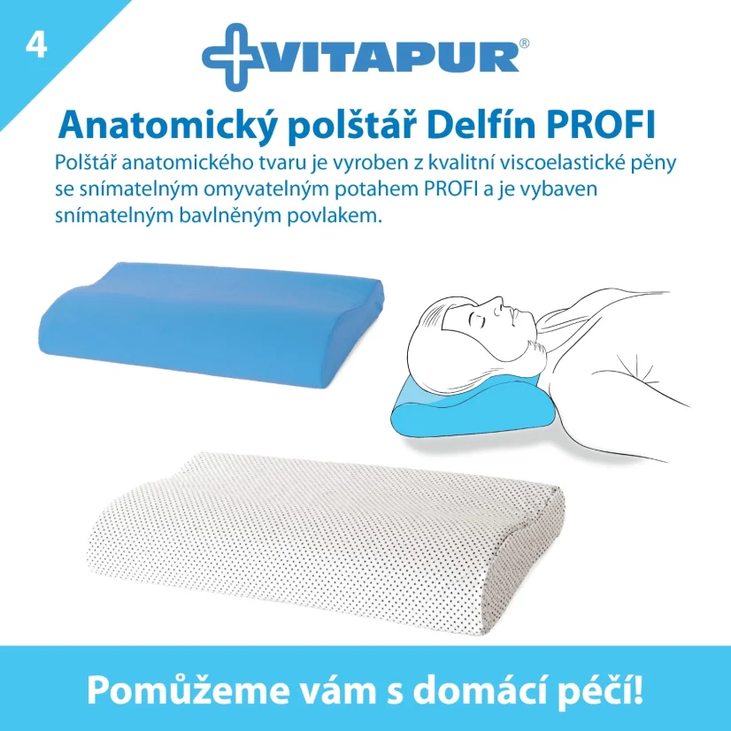 Anatomický polštář Vitapur Delfín PROFI - Rozměr: 60x32x9